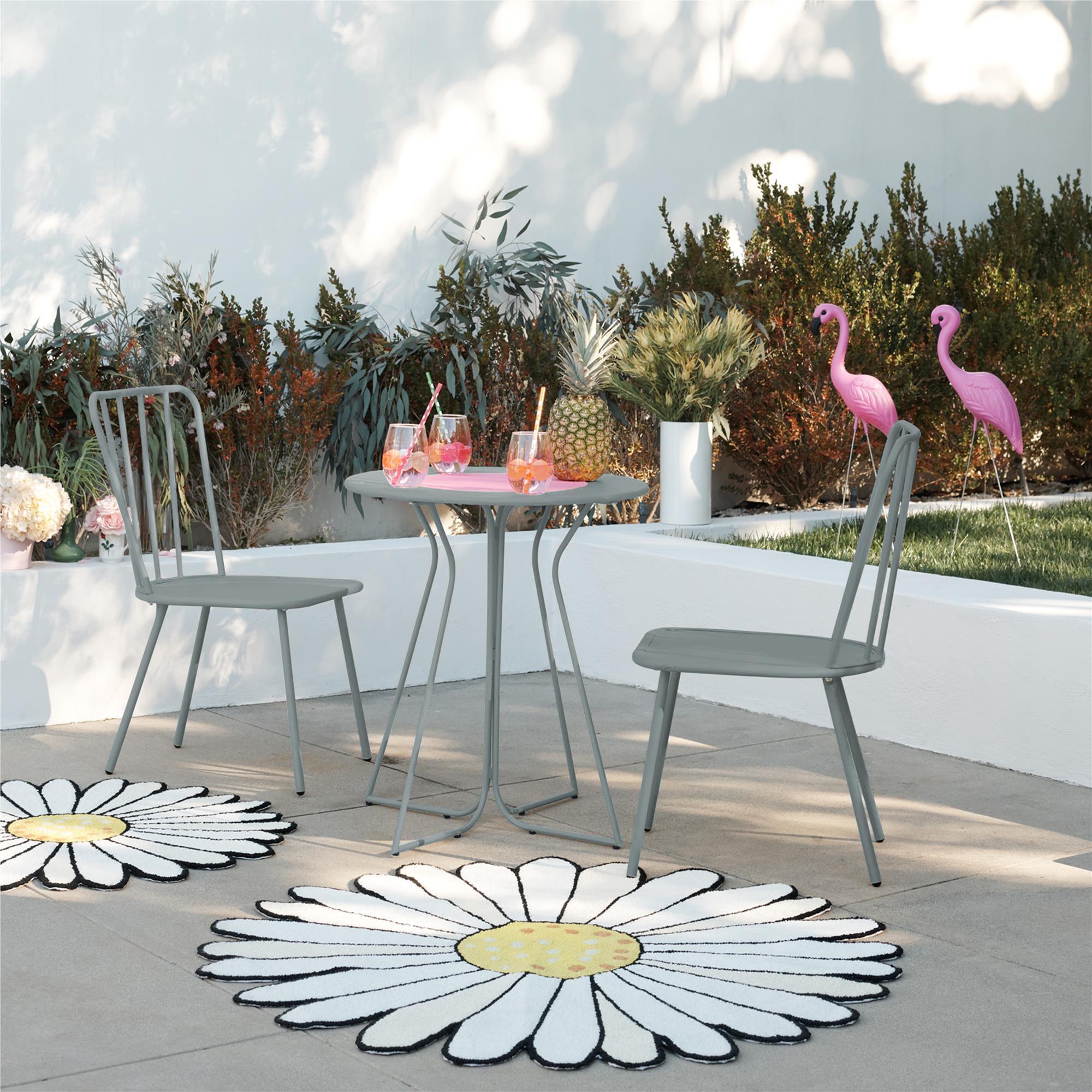 Novogratz, Heidi Outdoor/Indoor Bistro Set, 3 Pc, Gray, Pieces (qty.) 3, Primary Color Gray, Seating Capacity 2, Model# 87815GRY1E